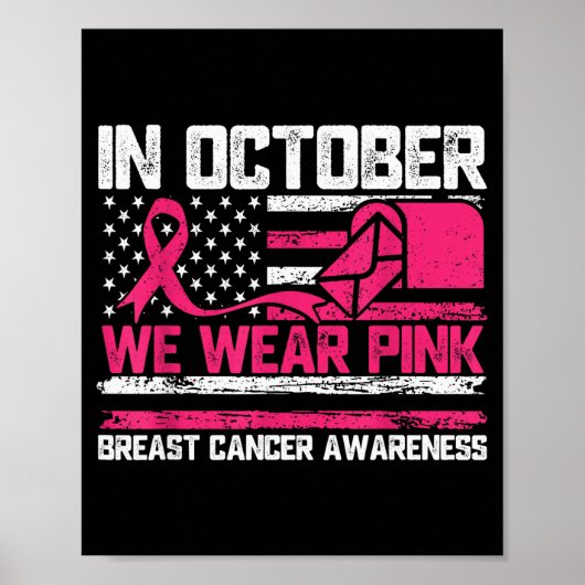 In October We Wear Nk Stal Worker Breast Cancer Poster (Voorkant)