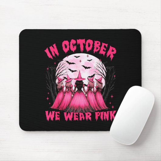 In October We Wear Nk Witch Halloween Breast Cance Muismat (Met muis)
