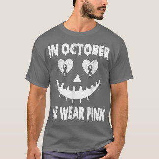 In October We Wear Pink Breast Cancer Jackolantern T-shirt