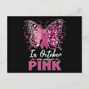 In October We Wear Pink Butterfly Breast Cancer Aw Briefkaart