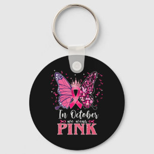In October We Wear Pink Butterfly Breast Cancer Aw Sleutelhanger