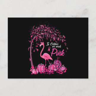 In October We Wear Pink Flamingo Breast Cancer Awa Aankondigingskaart
