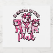 In October We Wear Pink � Halloween Cute Dogs Brea Sparkling Wijnetiket (Enkel label)
