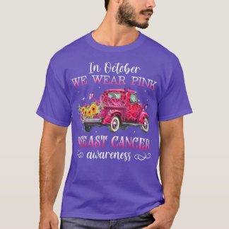 In October We Wear Pink Ribbon Leopard Truck Breas T-shirt