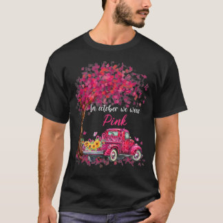 In October We Wear Pink Ribbon Leopard Truck Breas T-shirt