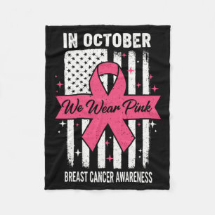 In oktober draag roze 2025 Vlag Borstkanker Fleece Deken