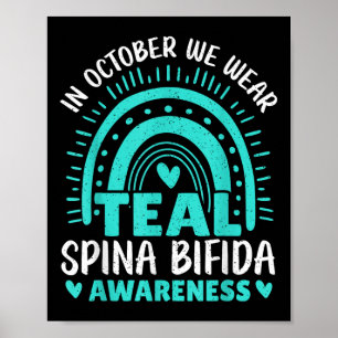 In oktober Draag we Blauwgroen Spina Bifida Awaren Poster