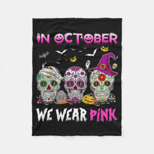 In oktober Draag we borstkankerbewuster roze soep Fleece Deken
