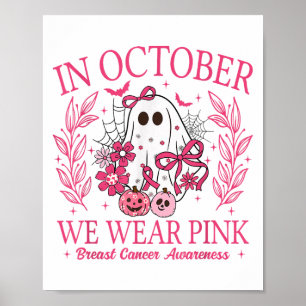 In oktober Draag we de Halloween Breast Cancer Awa Poster