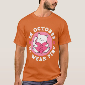 In oktober Draag we de roze borstkankerkrijgerkat T-shirt