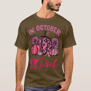In oktober Draag we de roze pompoen borstkankerzaa T-shirt