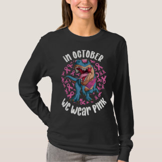 In oktober Draag we de roze T-rex dinosaurus T-shirt