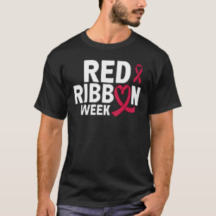 In oktober Draag we het bewustzijn van Red Ribbon T-shirt