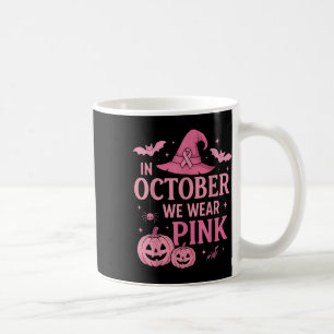In oktober Draag we het roze borstkankerbewustzijn Koffiemok