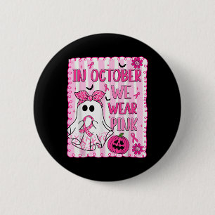 In oktober Draag we het roze borstkankerbewustzijn Ronde Button 5,7 Cm