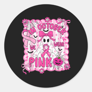 In oktober Draag we het roze borstkankerbewustzijn Ronde Sticker