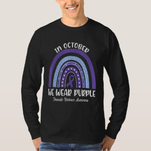 In oktober Draag we Paars huiselijk geweld Boho R T-shirt