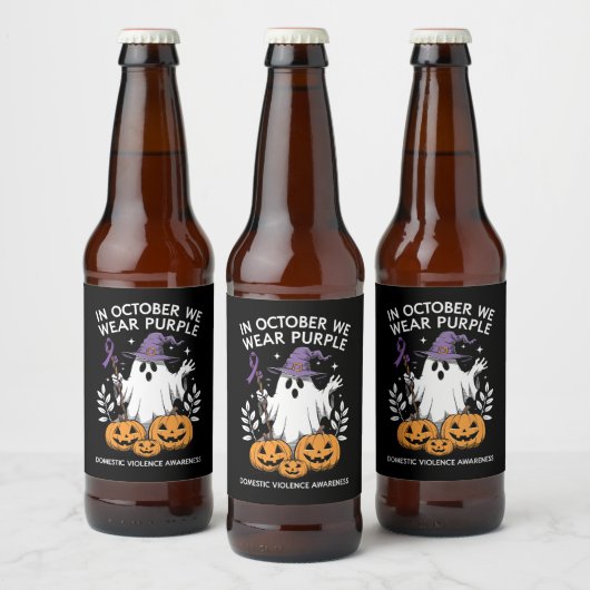 In oktober Draag we Paarse huiselijk geweld spook Bier Etiket (Flessen)