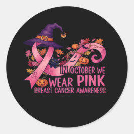 In oktober Draag we Pink – Breast Cancer Awareness Ronde Sticker