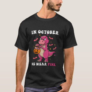 In oktober Draag we Pink Dinosaur Boys Kinder Bors T-shirt