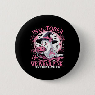 In oktober Draag we Pink Ghost Shirt borstkanker Ronde Button 5,7 Cm