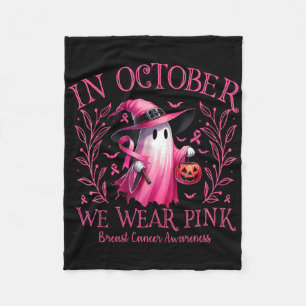 In oktober Draag we Pink Ghost Witch borstkanker Fleece Deken