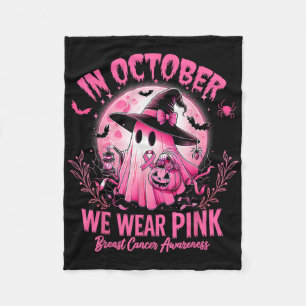 In oktober Draag we Pink Ghost Witch borstkanker Fleece Deken