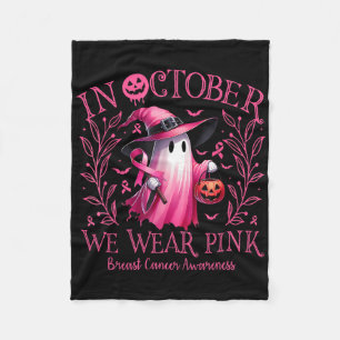In oktober Draag we Pink Ghost Witch borstkanker Fleece Deken