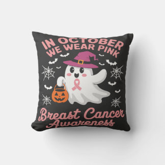 In oktober Draag we Pink Ghost Witch borstkanker Kussen