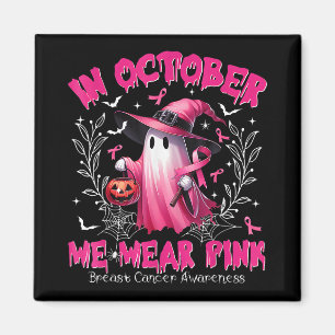 In oktober Draag we Pink Ghost Witch borstkanker Magneet