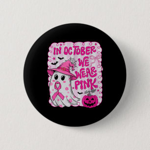 In oktober Draag we Pink Ghost Witch borstkanker Ronde Button 5,7 Cm