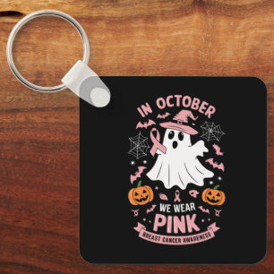 In oktober Draag we Pink Ghost Witch borstkanker Sleutelhanger