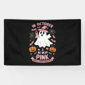 In oktober Draag we Pink Ghost Witch borstkanker Spandoek (Horizontaal)