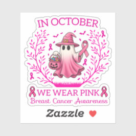 In oktober Draag we Pink Ghost Witch borstkanker Sticker
