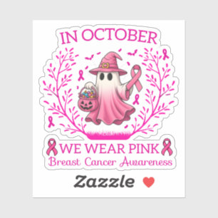 In oktober Draag we Pink Ghost Witch borstkanker Sticker