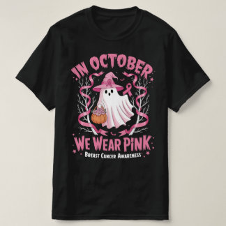 In oktober Draag we Pink Ghost Witch borstkanker T-shirt