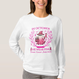 In oktober Draag we Pink Ghost Witch borstkanker T-shirt
