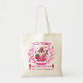 In oktober Draag we Pink Ghost Witch borstkanker Tote Bag (Voorkant)