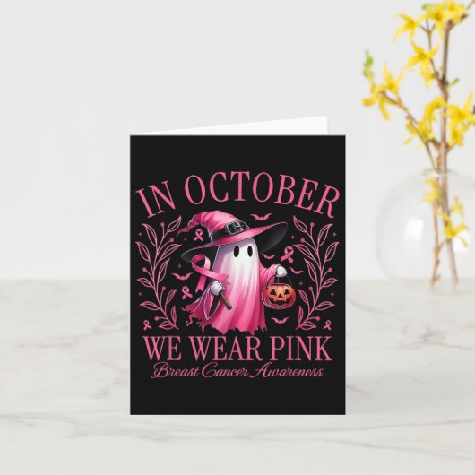 In oktober Draag we Pink Ghosts Breast Cancer Awar Kaart (Gele Bloem)