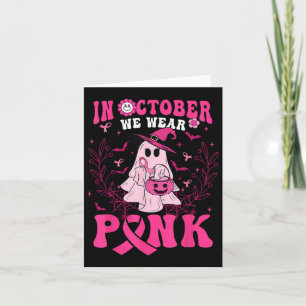 In oktober Draag we Pink Shirt Ghost Halloween Bre Kaart