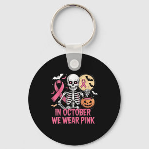 In oktober Draag we Pink Skeleton Breast Cancer Ha Sleutelhanger