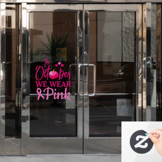 In oktober Draag we Pink Window Cling Raamsticker (Kantoordeur)