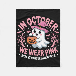 In oktober Draag we Pink Witch Ghost Pumpkin Breas Fleece Deken