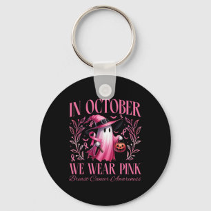 In oktober Draag we Pink Witch Ghost Pumpkin Breas Sleutelhanger