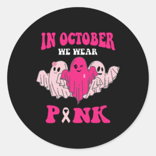 In oktober Draag we roze 1 Ronde Sticker