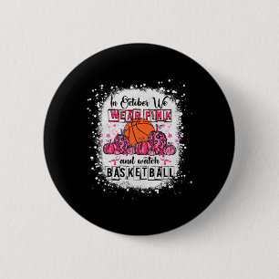 In oktober draag we roze Basketball Breast Cancer Ronde Button 5,7 Cm
