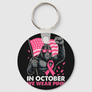 In oktober Draag we roze Bigfoot Borstkanker Awar Sleutelhanger