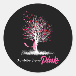 In oktober Draag we roze boomborstkanker Ronde Sticker