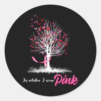 In oktober Draag we roze boomborstkanker Ronde Sticker