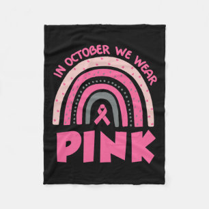 In oktober Draag we roze borstkanker Fleece Deken